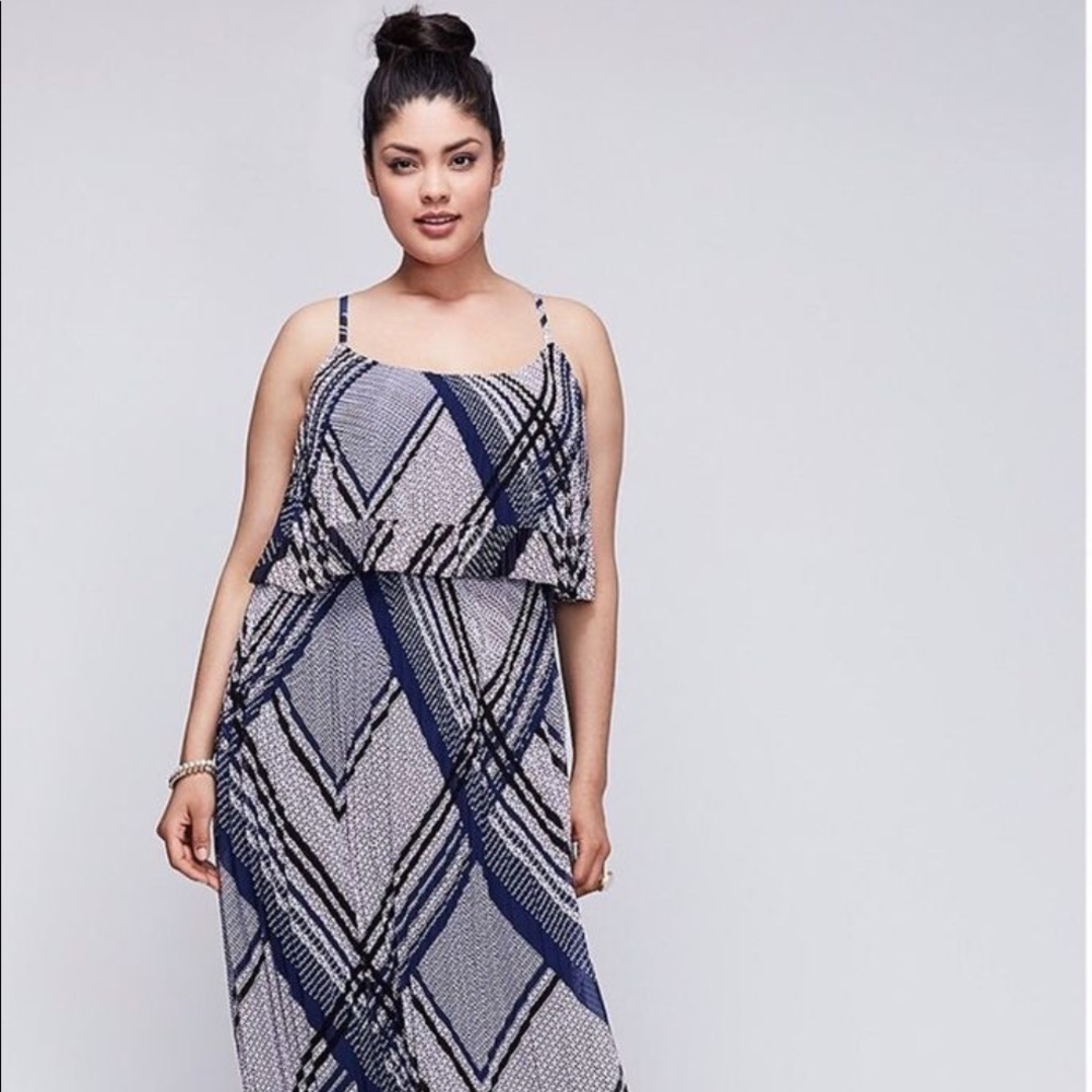 Lane Bryant Tiered Pleated Maxi Dress